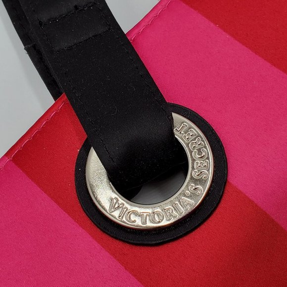 Victoria’s Secret Studded Red & Pink Striped Tote Bag - Picture 5 of 16